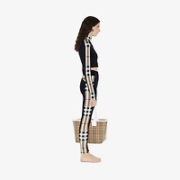 Cropped Check Trim Stretch Jersey Zip Top in Black - Women, Nylon | Burberry® Official