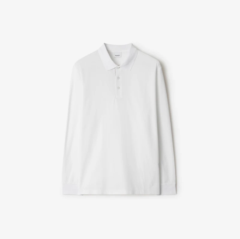 Long-sleeve Cotton Polo Shirt in White - Men | Burberry® Official