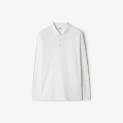 Long-sleeve Cotton Polo Shirt in White - Men | Burberry® Official