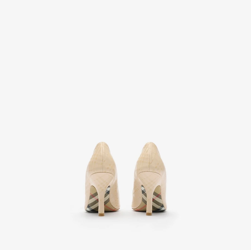 Check Leather Dame High Pumps in Putty beige - Women | Burberry® Official