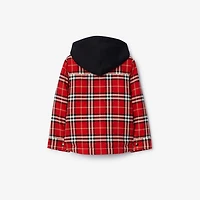 Check Cotton Hooded Jacket in Poppy red | Burberry® Official