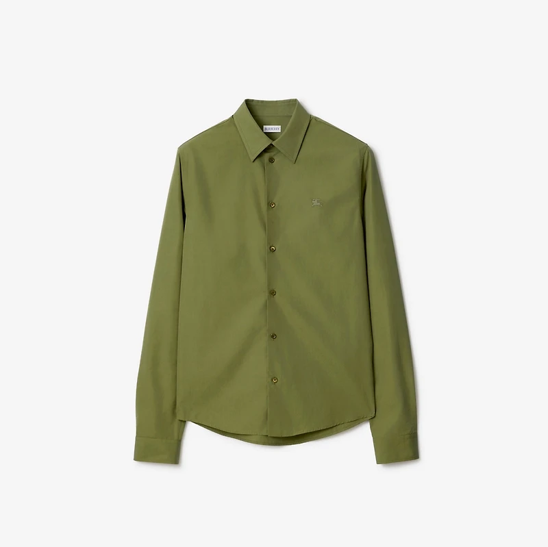 Regular Fit Cotton Poplin Shirt in Pasture green - Men | Burberry® Official