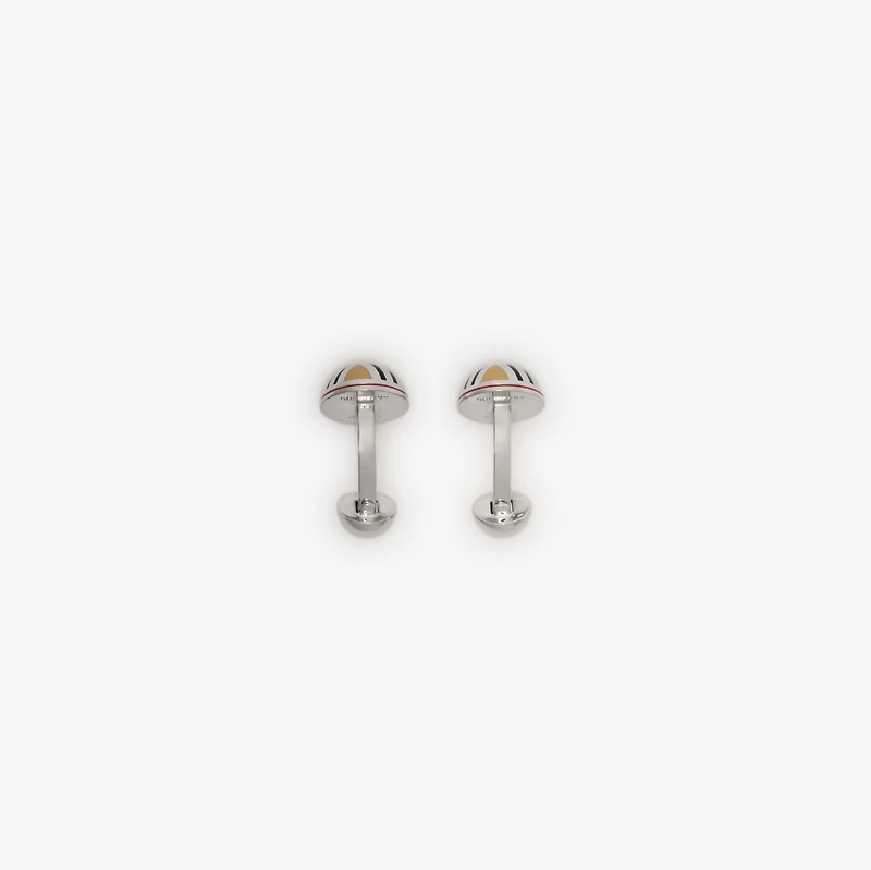 Enamel Check Cufflinks in Silver - Men | Burberry® Official
