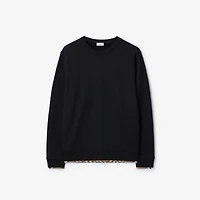 Check Trim Cotton Sweatshirt in Black - Men | Burberry® Official