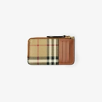Check Zip Card Case in Archive beige/briar brown - Women | Burberry® Official
