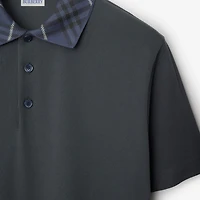 Check Collar Cotton Polo Shirt in Magnet - Men | Burberry® Official