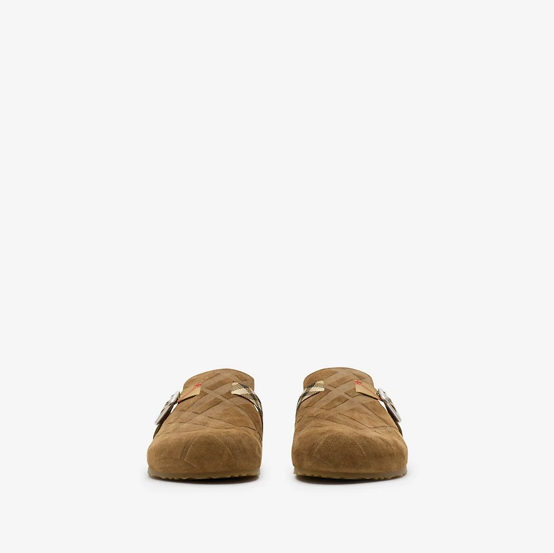 Check Suede Urchin Clogs in Jute - Men | Burberry® Official