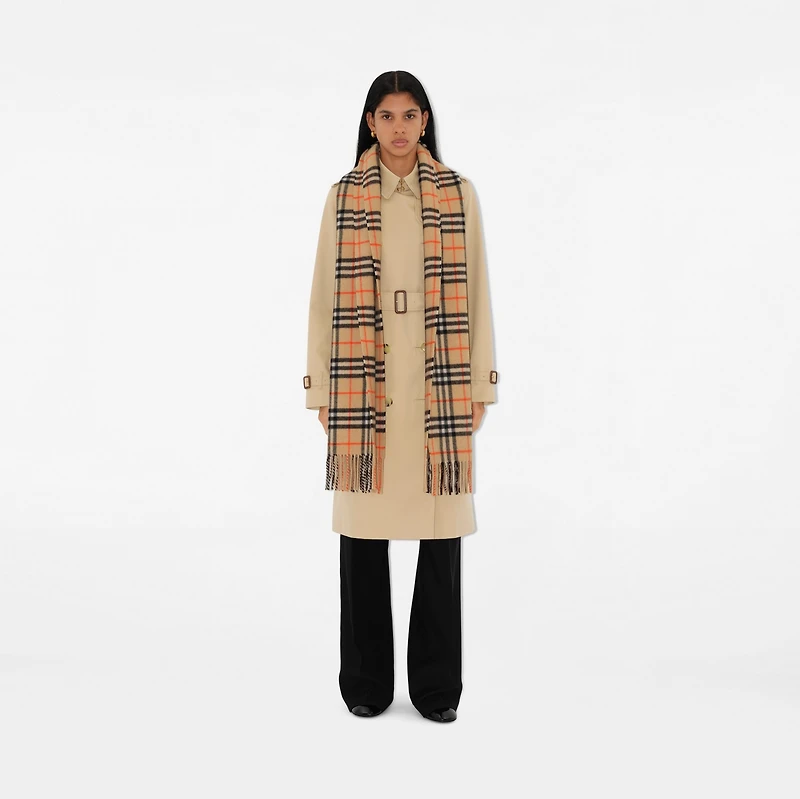 Check Cashmere Scarf in Sand | Burberry® Official