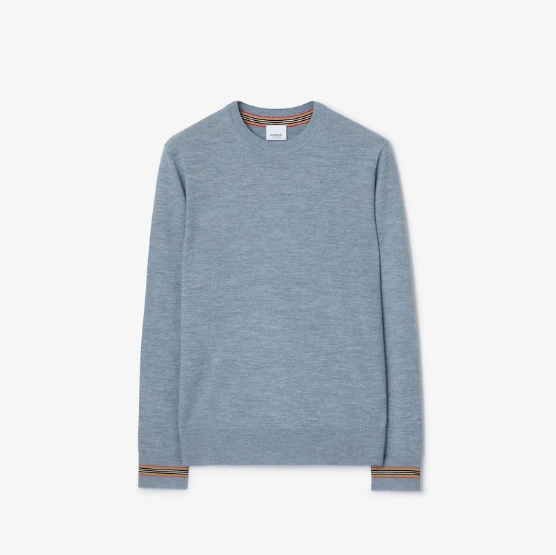 Wool Sweater in Mid blue melange - Men | Burberry® Official