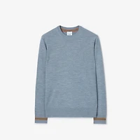 Wool Sweater in Mid blue melange - Men | Burberry® Official