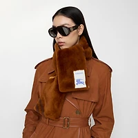 Narrow Check Shearling Scarf in Ginger brown | Burberry® Official