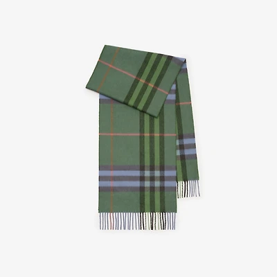Check Cashmere Scarf in Holly green | Burberry® Official