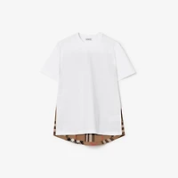 Check Panel Cotton T-shirt in White - Women | Burberry® Official