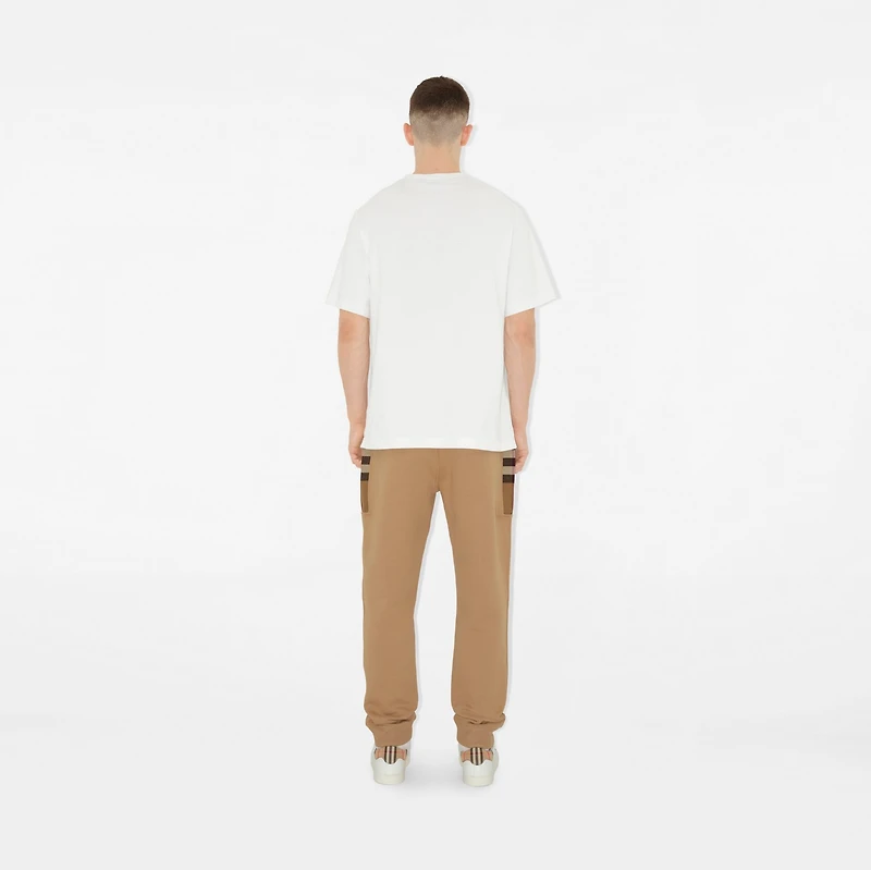 Check Panel Cotton Blend Jogging Pants in Camel - Men | Burberry® Official