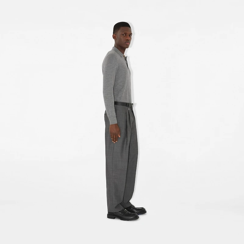 Long-sleeve Wool Polo Shirt in Grey - Men | Burberry® Official
