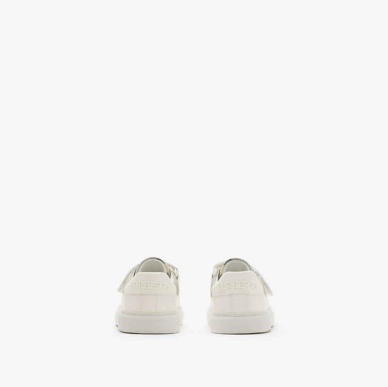 Check and Leather Sneakers in Breeze - Children | Burberry® Official