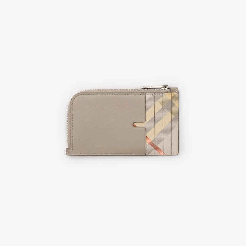 Pop Check Zip Card Case​ in Mushroom beige/pebble beige - Men, Leather | Burberry® Official