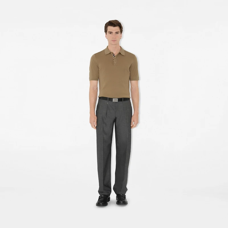 Wool Polo Shirt in Flax beige - Men | Burberry® Official