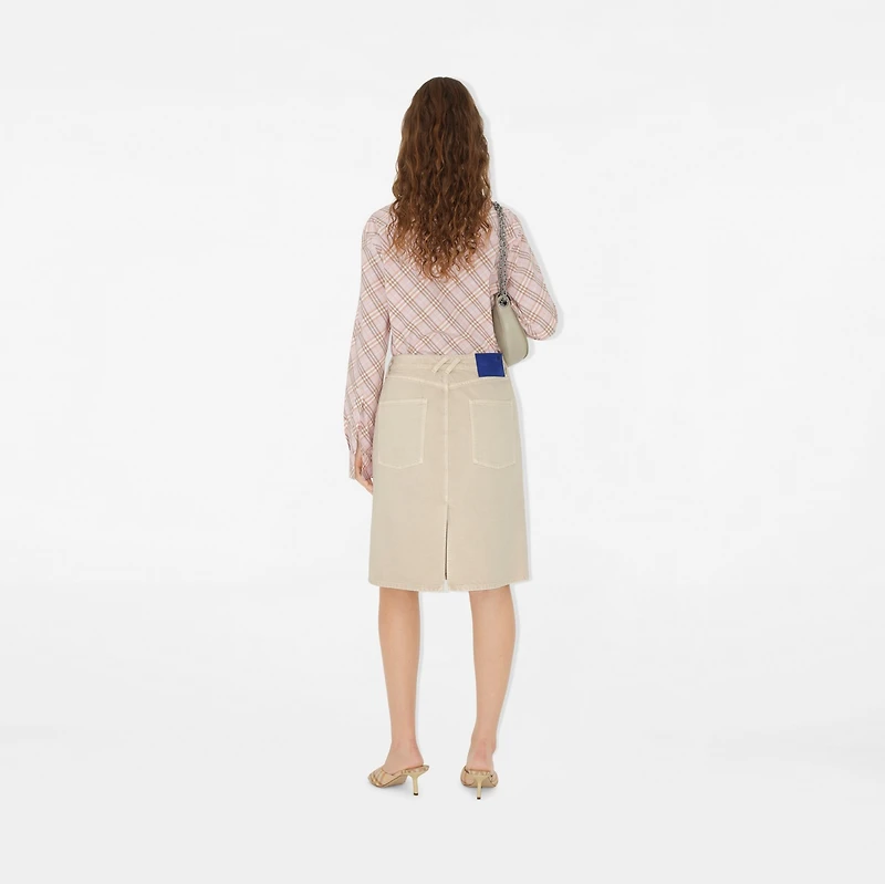 Denim Skirt in Oat - Women, Cotton | Burberry® Official