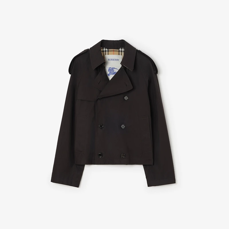 Cropped Tropical Gabardine Leadenham Trench Coat in Black - Men, Cotton | Burberry® Official
