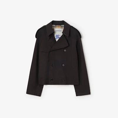 Cropped Tropical Gabardine Leadenham Trench Coat in Black - Men, Cotton | Burberry® Official