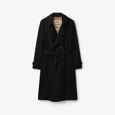 Long Kensington Heritage Trench Coat in Black - Men, Cotton Gabardine | Burberry® Official