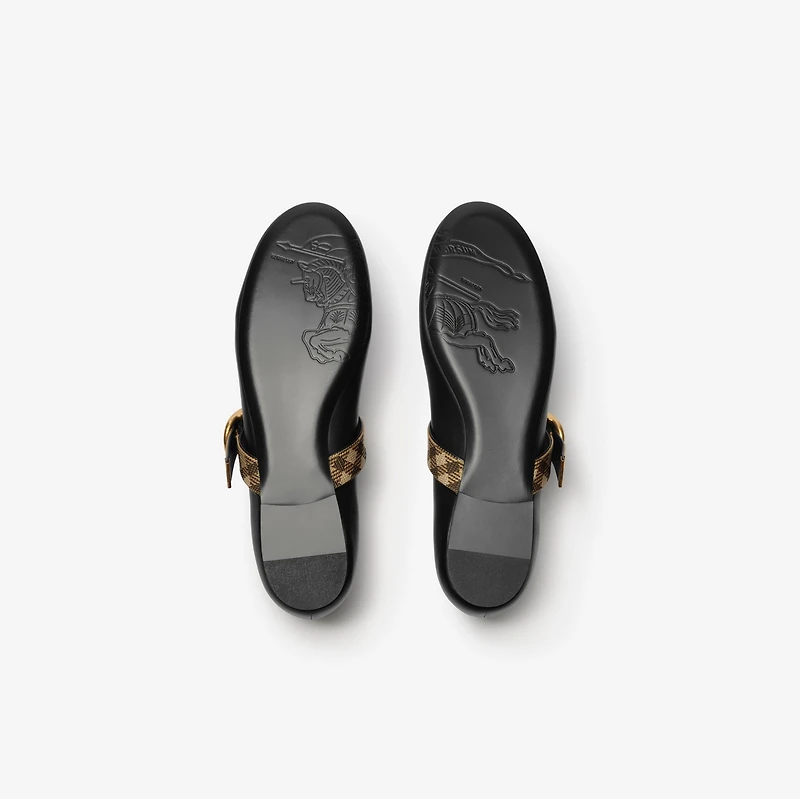 Check Strap Leather Robin Ballerinas in Black - Women | Burberry® Official