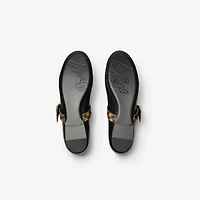 Check Strap Leather Robin Ballerinas in Black - Women | Burberry® Official