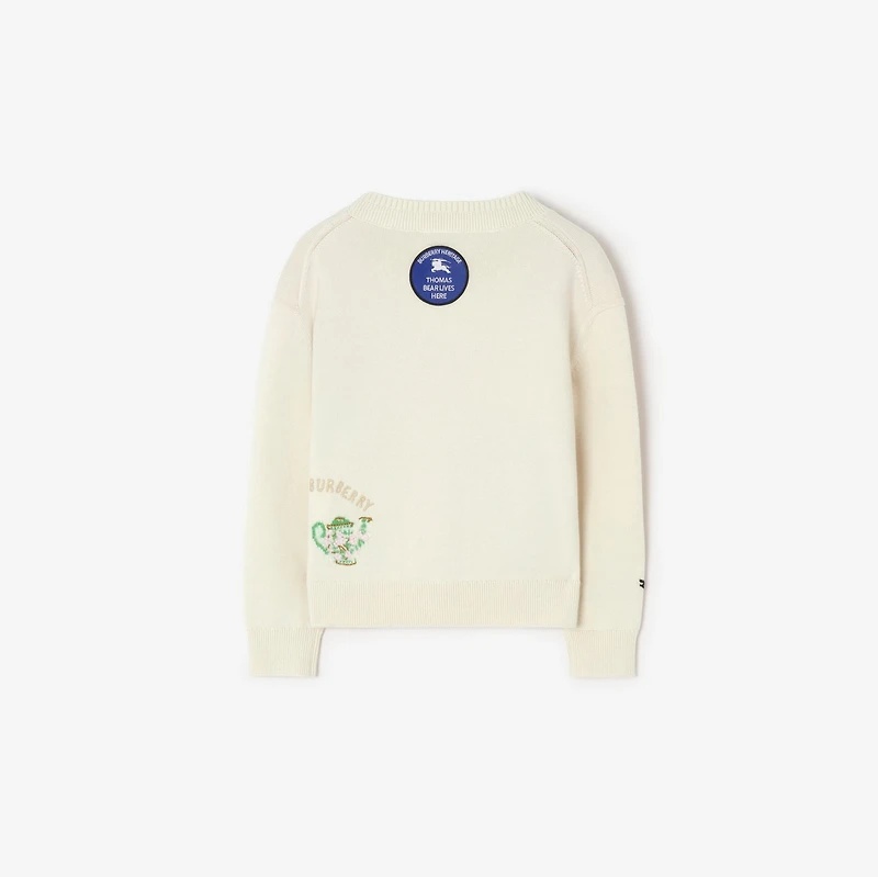 Tea Party Cotton Blend Cardigan in Ivory | Burberry® Official
