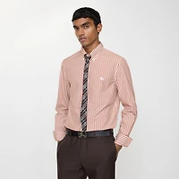 Slim Fit Striped Cotton Shirt in Cloudy white/terracotta - Men | Burberry® Official
