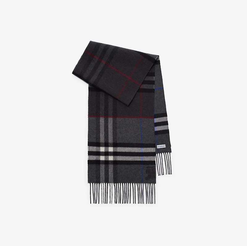 Contrast Check Cashmere Scarf in Marlborough grey/charcoal grey | Burberry® Official