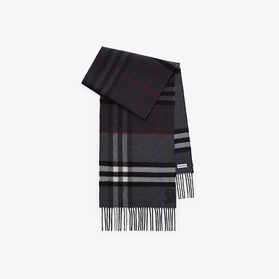 Contrast Check Cashmere Scarf in Marlborough grey/charcoal grey | Burberry® Official