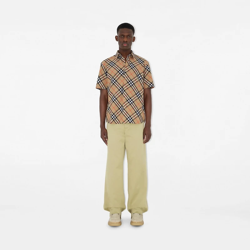 Regular Fit Check Cotton Shirt in Sand - Men | Burberry® Official