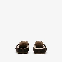Check Shearling Urchin Clogs in Moorhen brown - Men | Burberry® Official