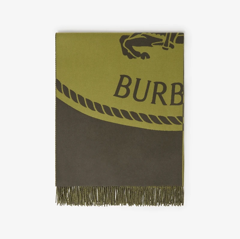 Knight Stamp Wool Blanket in Estate green | Burberry® Official