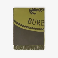 Knight Stamp Wool Blanket in Estate green | Burberry® Official
