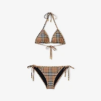 Check Triangle Bikini in Archive beige Yellow - Women, Nylon | Burberry® Official