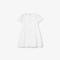 Logo Stretch Cotton Dress in White | Burberry® Official