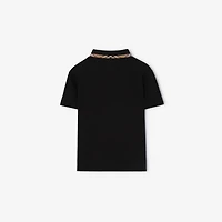 Cotton Pique Polo Shirt in Black | Burberry® Official