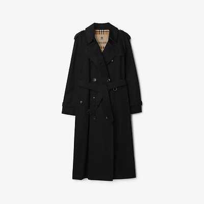 Long Waterloo Heritage Trench Coat in Black - Women, Cotton Gabardine | Burberry® Official