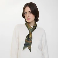 Skinny Reversible Etched Knight Silk Scarf in Moat green | Burberry® Official
