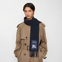 Check Label Cashmere Scarf in Bugle blue | Burberry® Official