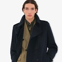 Long Kensington Heritage Trench Coat in Coal blue - Men, Cotton Gabardine | Burberry® Official