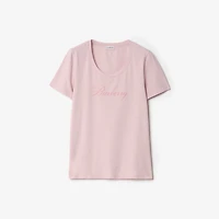 Logo Stretch Cotton T-shirt in Lilac pink - Women | Burberry® Official