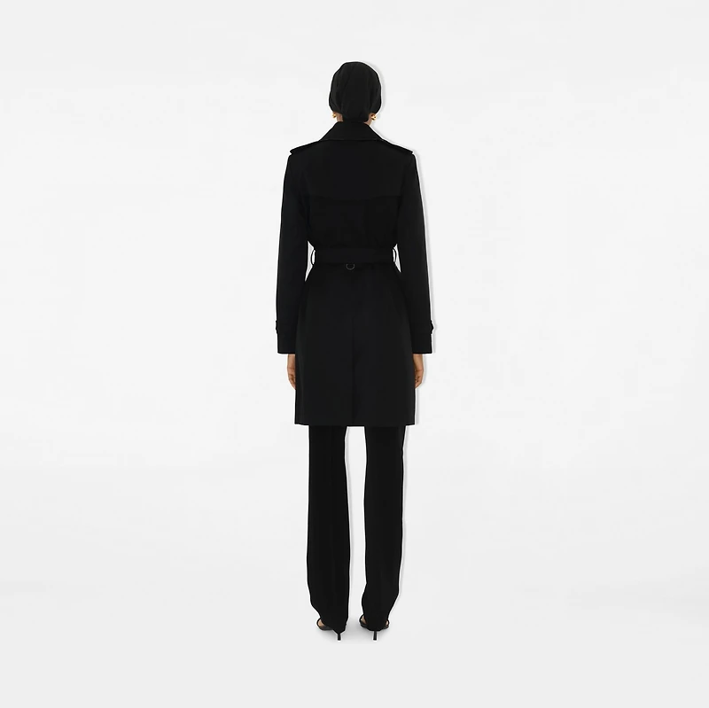 Mid-length Chelsea Heritage Trench Coat in Black - Women, Cotton Gabardine | Burberry® Official