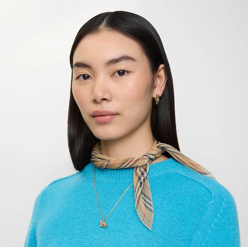 Check Silk Chiffon Scarf in Sand beige | Burberry® Official