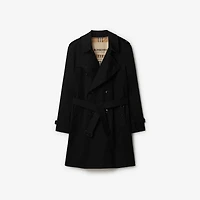 Mid-length Kensington Heritage Trench Coat in Black - Men, Cotton Gabardine | Burberry® Official