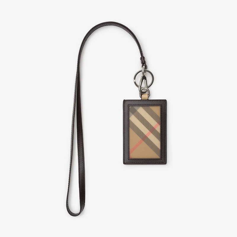 Pop Check Lanyard Card Case in Sand beige - Men | Burberry® Official