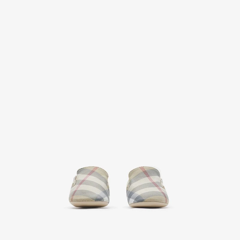 Check Nylon Blend Booties in Pale stone - Children | Burberry® Official