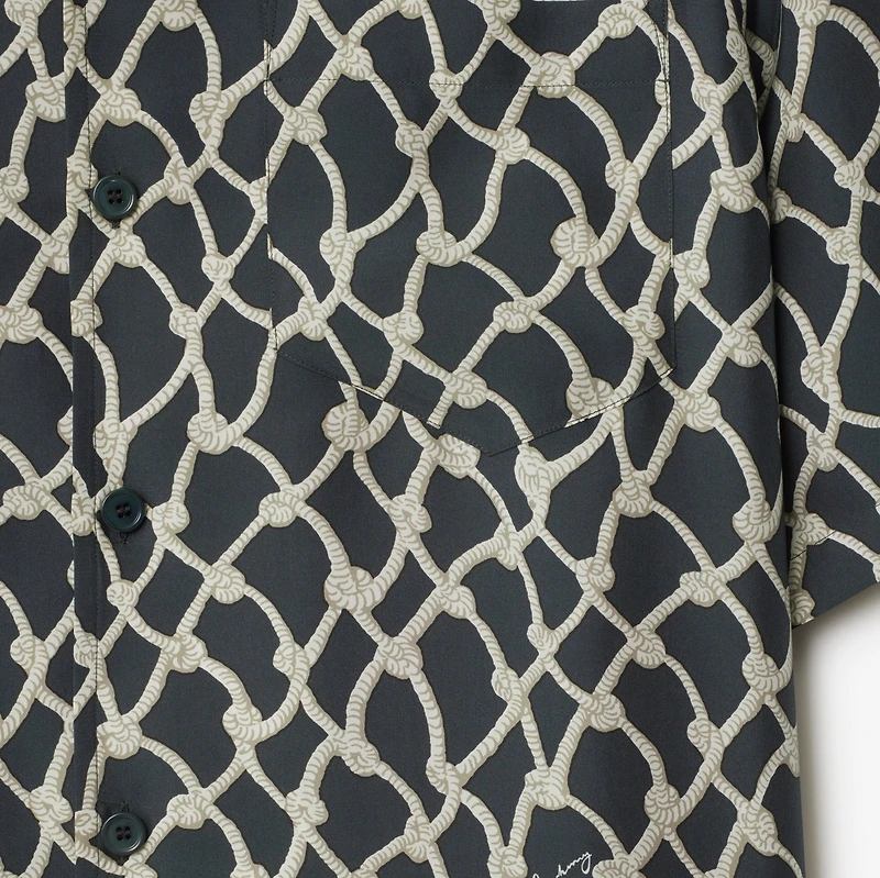 Relaxed Fit Knot Silk Poplin Shirt in Magnet - Men | Burberry® Official